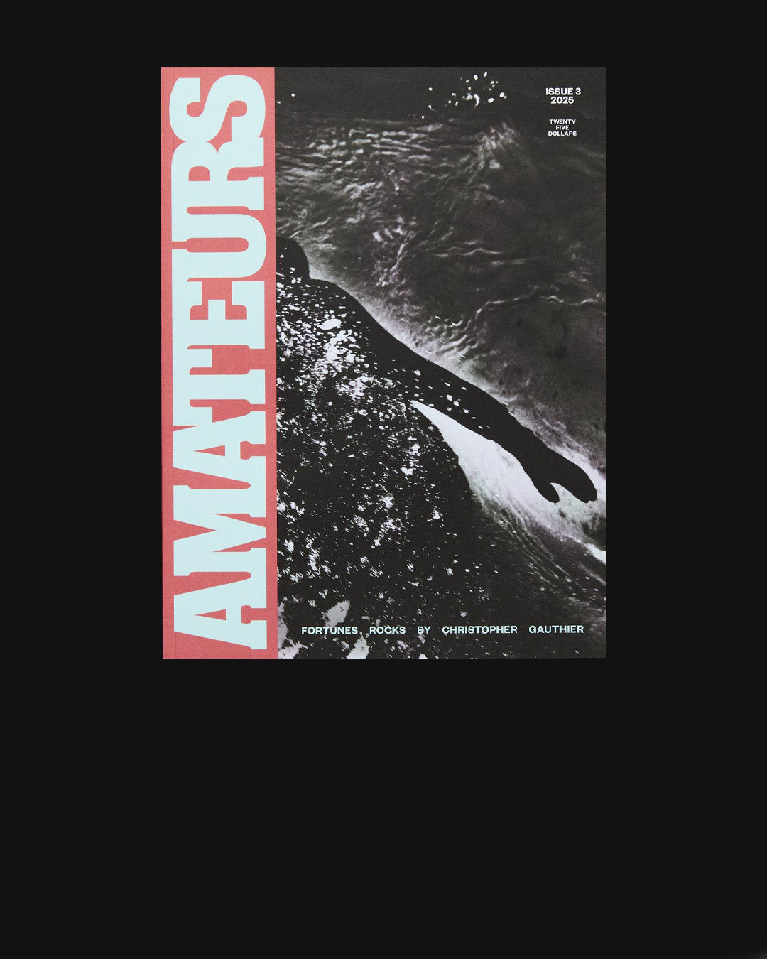 Amateurs #3 cover with black and white image of a person underwater.